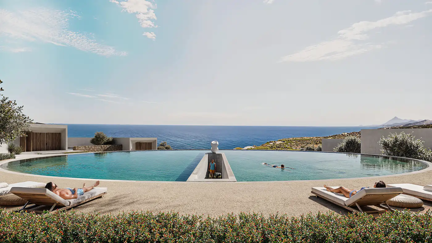 Communal Pool with Mediterranean sea view in Esentepe cliff in North Cyprus
