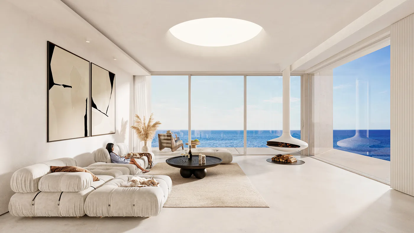 Luxury villa interior  with Mediterranean sea view in North Cyprus