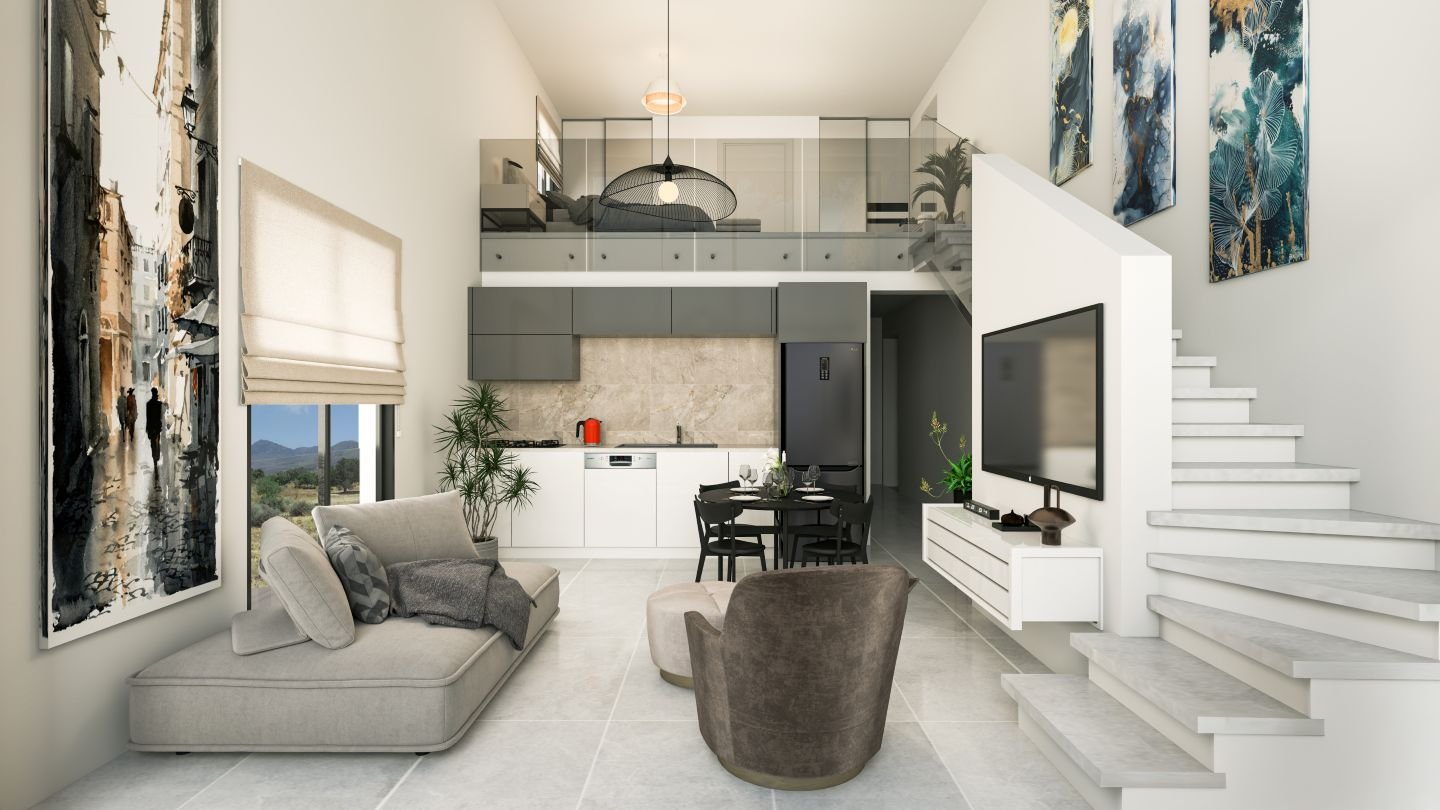 Ready 2-Bedroom Loft Apartment with Roof-terrace in Esentepe, North Cyprus | Aquamarine Nuance