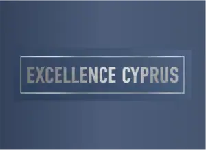 Excellence Cyprus logo on a blue background, representing the real estate agency in North Cyprus.