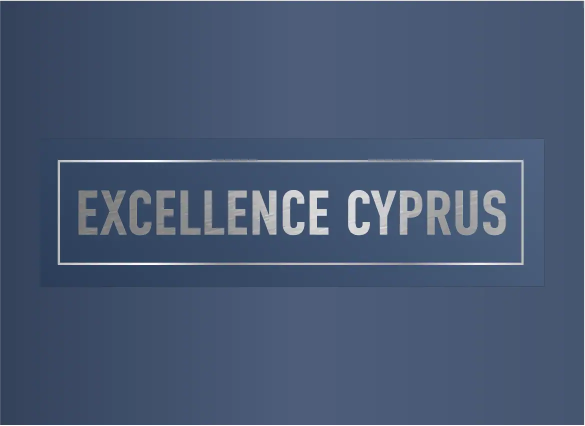 Excellence Cyprus logo on a blue background, representing the real estate agency in North Cyprus.
