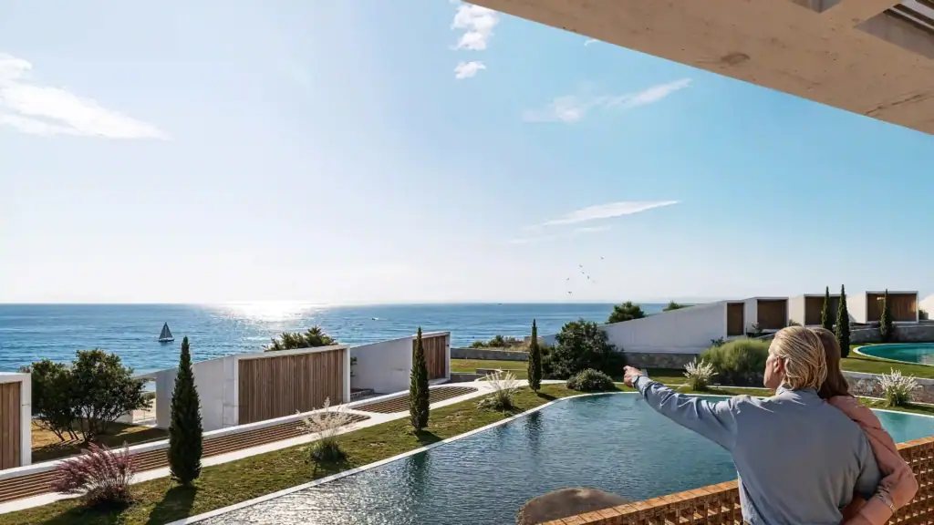 Modern residence overlooking the Mediterranean Sea with private pool and landscaped gardens in North Cyprus.
