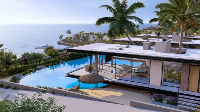 Luxury modern villa with infinity pool overlooking the Mediterranean Sea in North Cyprus. Perfect for relaxing and enjoying s.